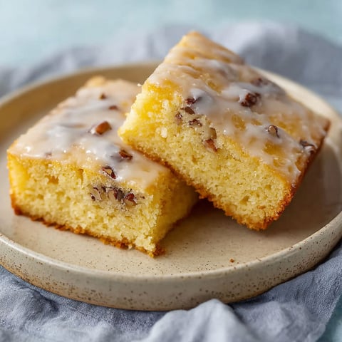 A plate with two pieces of walnut cake.