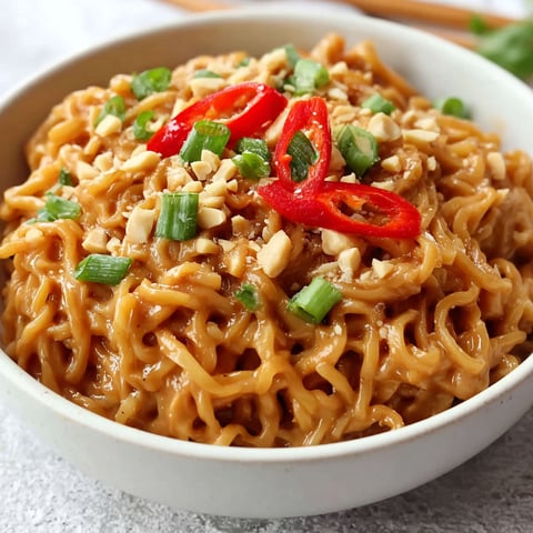 A bowl of peanut butter ramen.