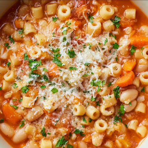 A bowl of pasta fagioli.