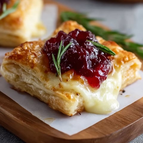 A pastry with a slice of Camembert cheese on top.