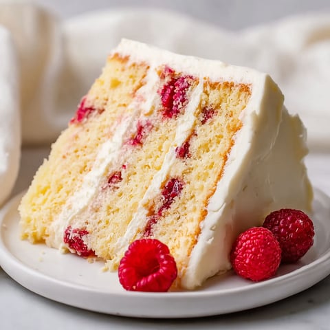 A slice of cake with raspberries on top.