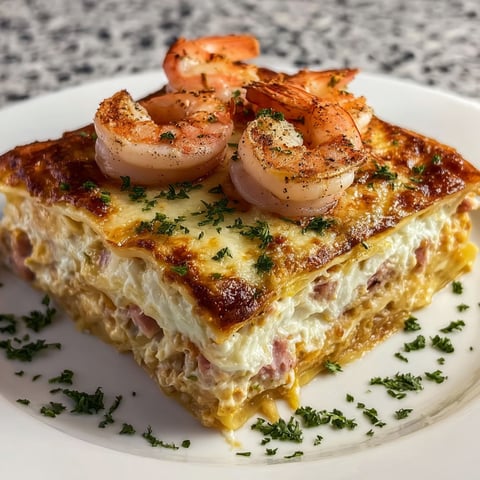 A plate of food with shrimp on top.