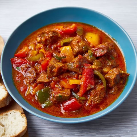 A bowl of meat and vegetables.