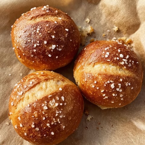 Three cheeseburger pretzel bombs on a paper towel.