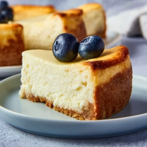 A slice of low carb cheesecake with blueberries on top.