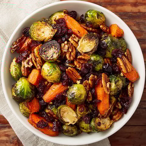 A bowl of roasted vegetables.