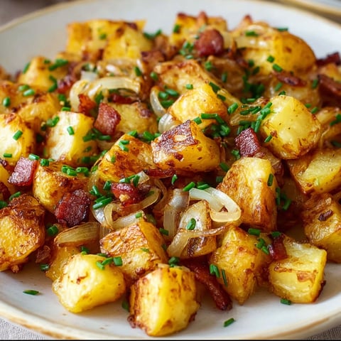 A plate of food with onions and bacon.
