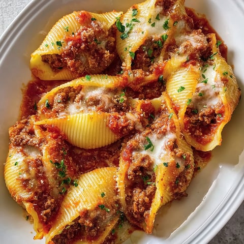 A plate of pasta with meat and cheese.