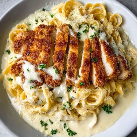 A plate of chicken fettuccine alfredo.