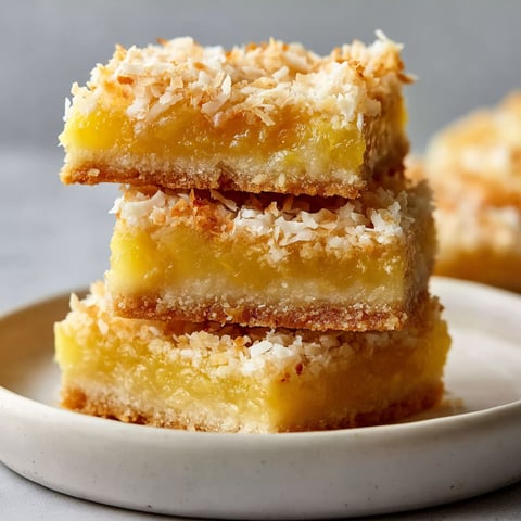 A stack of coconut lemon bars.