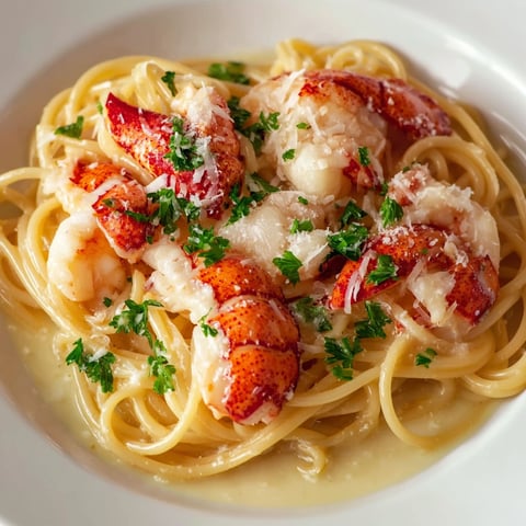 A plate of lobster pasta.