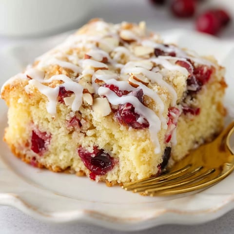 A slice of Mandelkuchen with Cranberries.