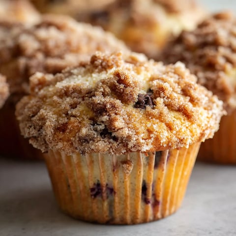 A muffin with chocolate chips and a brown sugar topping.