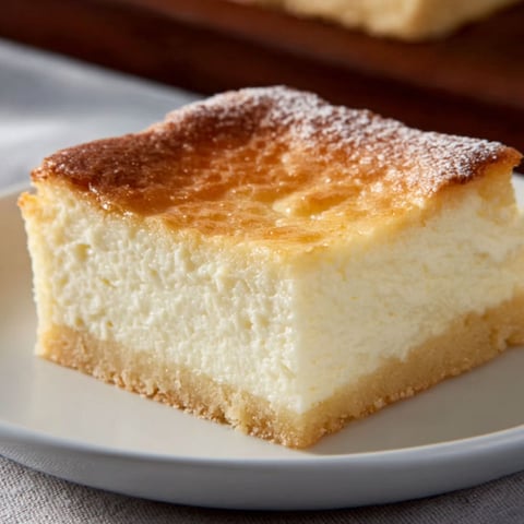 A slice of cheesecake on a plate.