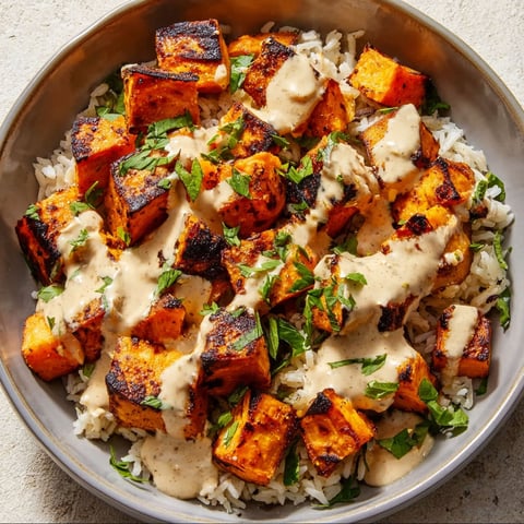 A bowl of rice with chicken and sweet potatoes.