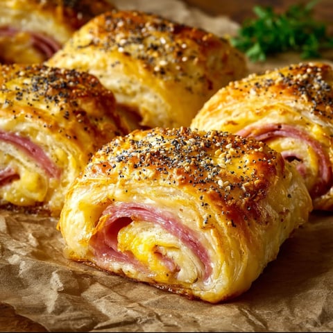 A pastry with meat and cheese on top.